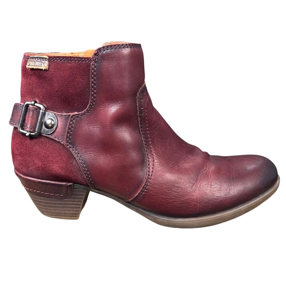 Pikolinos Women’s Rotterdam Red Leather Ankle Boot Size 40 US 9.5/10